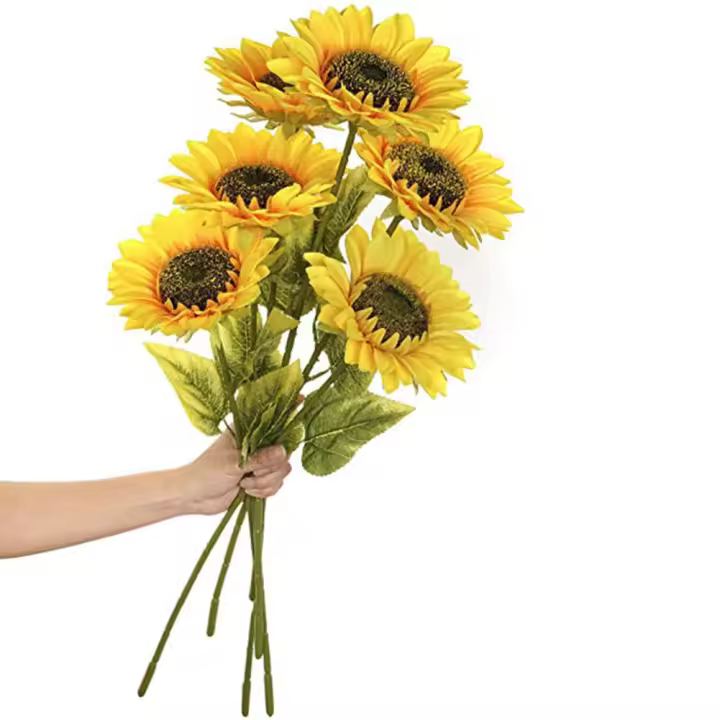 1PC Girasol Artificial Con Tallo Largo De Seda Decoración Para Bodas Cumpleaños Y Fiestas En Casa Y Exteriores - 1