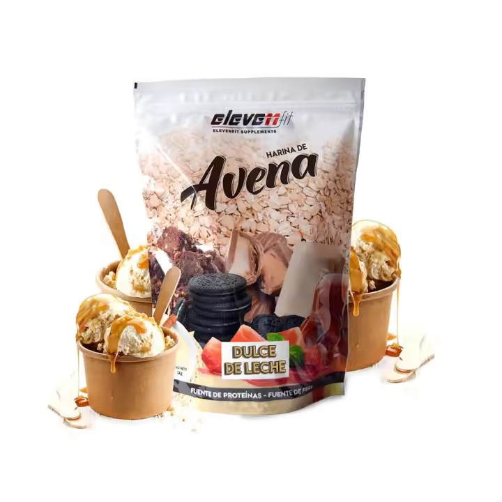 Eleven Fit Harina de Avena / Fuente de Hidratos de Carbono y Proteínas - Ideal para Tortitas - 18 Deliciosos Sabores - Efecto Saciante y Beneficios de Alta Nutrientes Sabor Dulce De Leche 1KG - 1