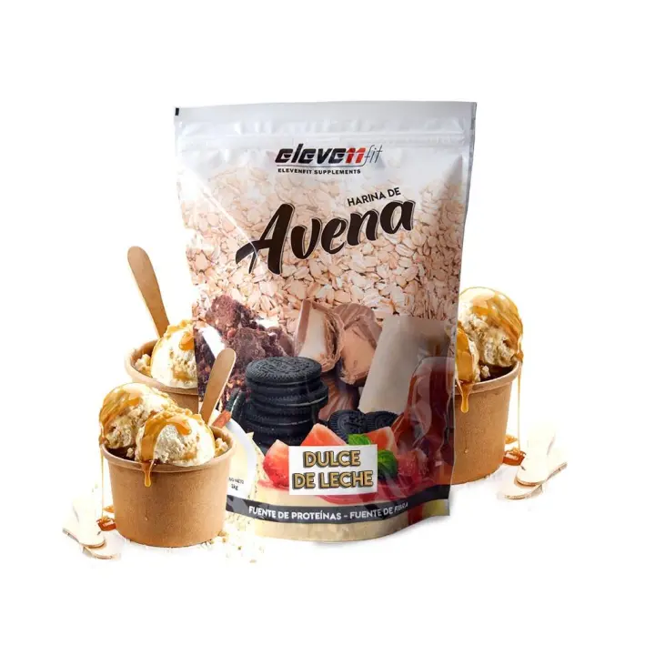 Eleven Fit Harina de Avena / Fuente de Hidratos de Carbono y Proteínas - Ideal para Tortitas - 18 Deliciosos Sabores - Efecto Saciante y Beneficios de Alta Nutrientes Sabor Dulce De Leche 1KG - 1