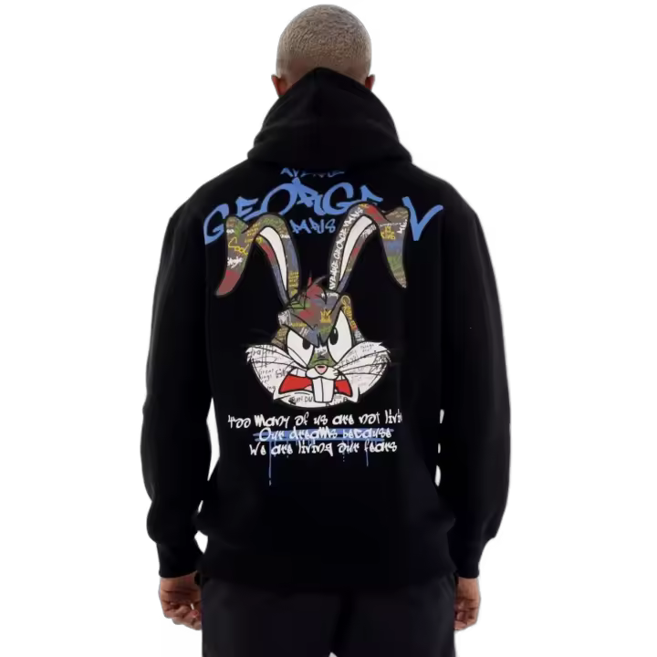 Sudadera Avenue George V Paris GV Paris Rabbit Negro con Capucha - 1