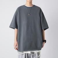 Camiseta De Algodón 100% De 220 Gsm Para Hombre Estilo Clásico Y Hip Hop Veraniega Manga Corta Oversized Para El Día - details 1