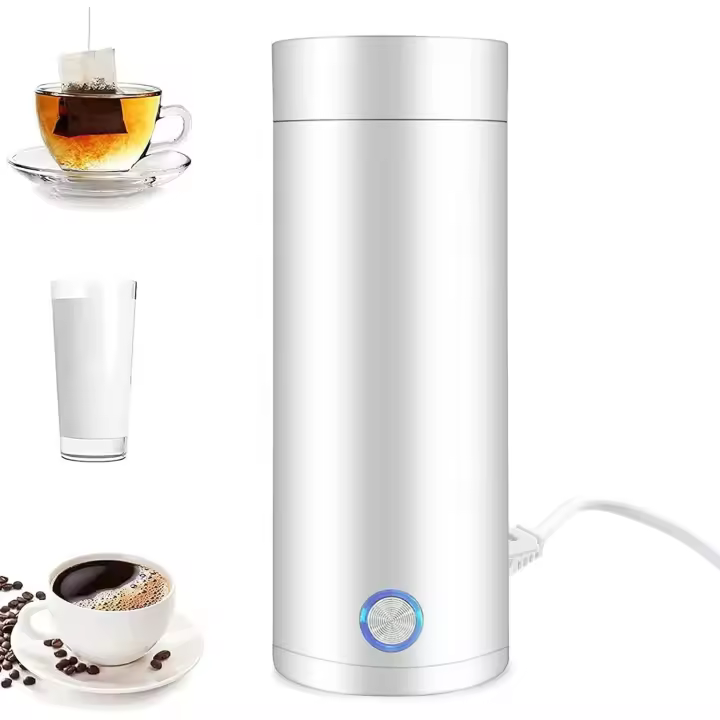 Hervidor de viaje portátil, hervidor de viaje eléctrico pequeño de 400 ml, taza calefactora eléctrica 3 en 1, taza calefactora - 1