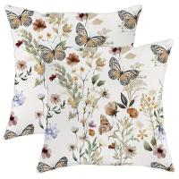 Funda De Cojín Floral Mariposa Verde 18"x18", Decoración Para Sala De Estar Dormitorio Sofa Y Cama Regalo Para Fiesta De Primavera - details 4