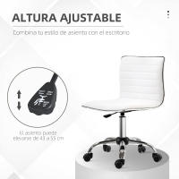 HOMCOM Silla de Oficina sin Brazos Silla de Escritorio Giratoria con Altura Ajustable Silla para Estudio Tapizada en PU Carga 120 kg Blanco - details 3