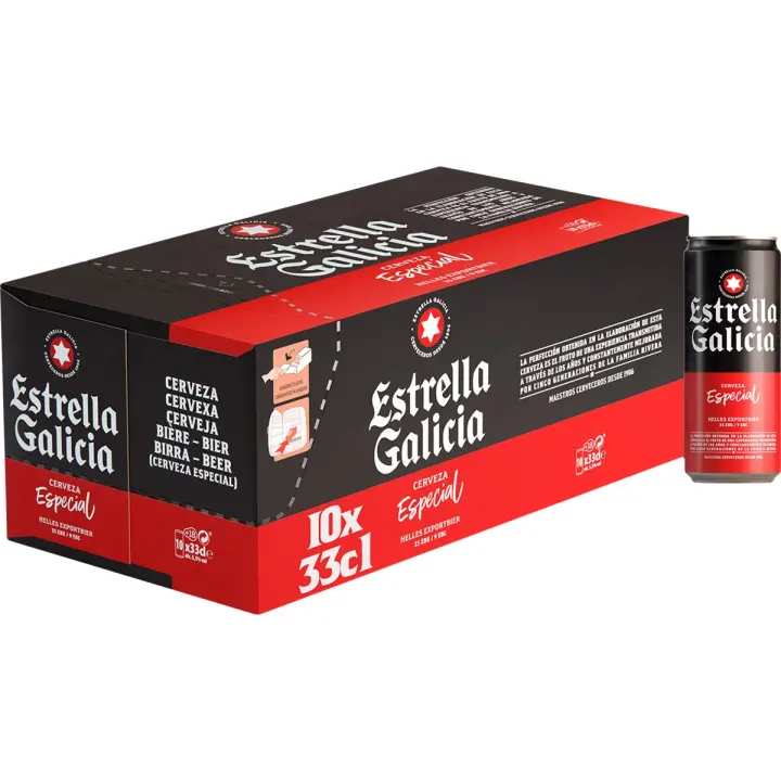 ESTRELLA GALICIA Cerveza rubia especial pack 10 latas 33 cl Y 3 PACK 30LATAS 33CL - 1