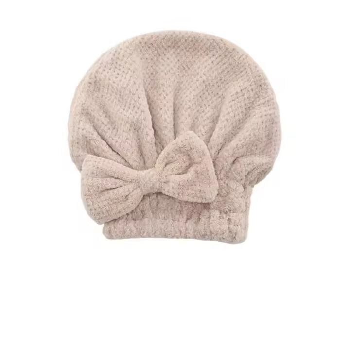 Toalla De Cabello Rápida Para Mujer Con Lazo Corallo Velvet Toalla De Cabeza Gruesa Accesorios De Baño Color Sólido Tamaño 27x26cm - 1