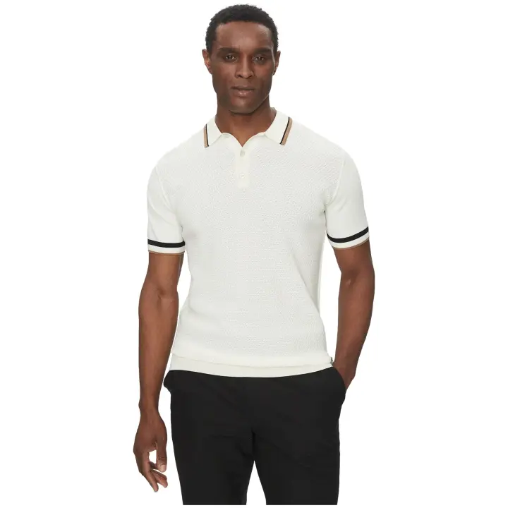 Polo KARL LAGERFELD de Punto con Delantero en Nido de Abeja  Color Crudo - 1