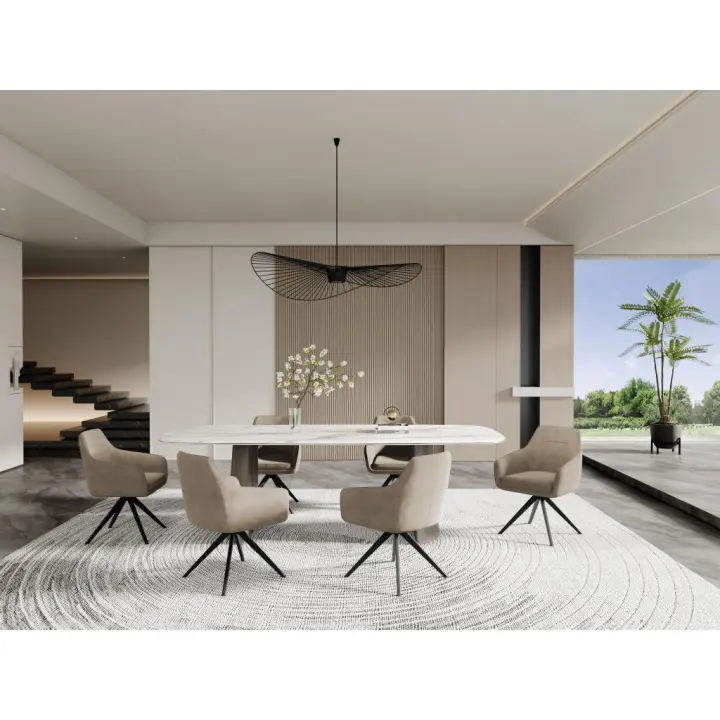 Vente-unique - Silla MUSE - Con brazos - Tela - Beige - 1