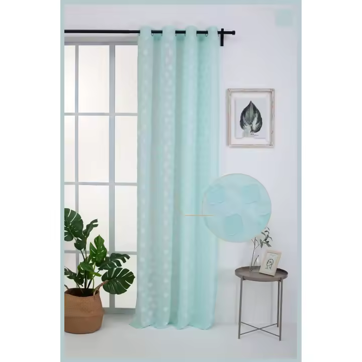 Cortina de Tela Semi-Transparente de Lino y Poliéster Diseño de Rosado de 4 Hojas 140x260cm - 1