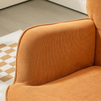 Sillón con taburete, Sillón con respaldo, de Madera patias, chaise longue de Diseño empenachado, efecto Pana, Salón, Marron - details 4