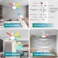 Ventilador de techo 52cm con luz y mando a distancia, ventilador de techo silencioso, base E27 40 W, 6 aspas, 3 velocidades, luz fría/neutra/cálida, apto para dormitorio, salón - details 3