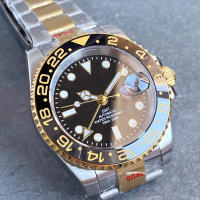 Reloj Mecánico Automático Para Hombre NH34A Rose Gold Doble Tono Con Correa Jubilee 200m Impermeable Movimiento GMT Reloj De Divercio - details 9