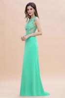 Vestido De Noche Sirena Con Encaje Y Aplicaciones Verde Con Broches Sin Mangas Formal Para Fiesta De Baile Y Premiaciones Vestido Largo De Fiesta - details 13
