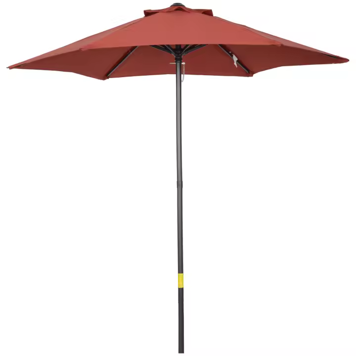 Outsunny Sombrilla Ø 196 cm, con función plegable, Sombrilla hexagonal para Balcón Sombrilla de Playa Sombrilla de prueba de Viento somento Brilla de Mercado Sombrilla de manivela Sombrilla de Playa Balcón Jardín Sombrilla de Protección - 1