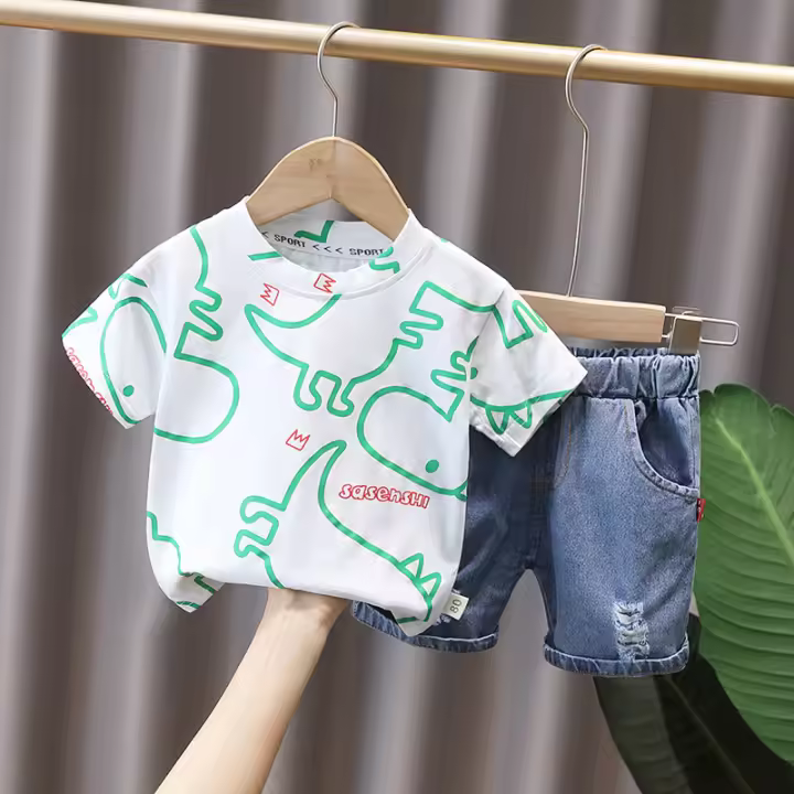 Conjunto De Ropa Infantil Para Verano Para Niños Y Niñas Camiseta De Algodón Con Dibujos Y Pantalones Cortos 2 Piezas Moda Casual Deportiva Para Bebés - 1