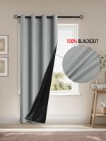 Cortina De Ventana 100% Negra Para Sala De Estar Dormitorio Cocina Baño Decoración De Hogar Estilo Moderno Bloqueo Total - details 0