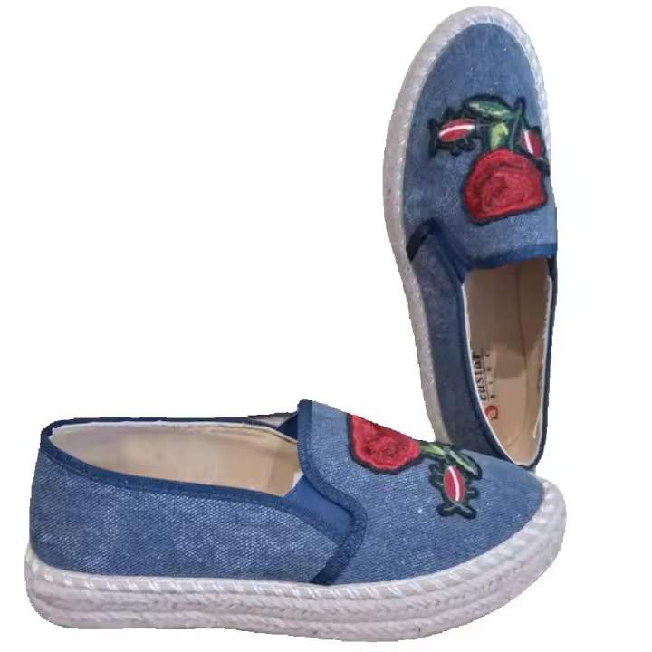 Alpargata Mujer Plataforma Plana Esparteña Suela Yute Amarillo Rojo Primavera Verano 2023 Zapato de Tela Cómodo - 1