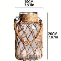Vaso De Vidrio Tejido a Mano Boho-Chic Portátil Y Transparente Con Patrón Sólido Para Decoración Del Hogar Y Hidroponía - details 2