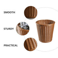 Cesta De Papel Poubelle Tejida Estilo Rotan Sin Tapa Para El Hogar Caja De Basura Tejida Artificialmente En Color Natural - details 7