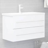 vidaXL Mueble de lavabo madera de ingeniería 80x38,5x48 cm en color Negro/Gris hormigón/Roble Sonoma y más | almacenamiento funcional diseño moderno para baño dormitorio sala - details 3