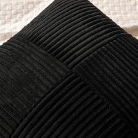 Funda De Cojín De Corduroy Negro Boho Decorativa Fundas De Cojines Suaves Para Sofá Estilo Sólido Cubiertas De Cojines Para Decoración Del Hogar - details 1