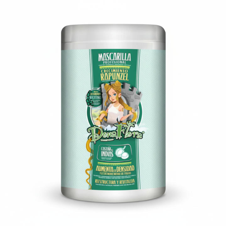 Mascarilla Capilar Dona Flora Rapunzel Línea Crecimiento 1000 ml – Con vitamina A, biotina y castaño de Indias, ayuda a fortalecer, reparar y revitalizar el cabello favoreciendo su crecimiento natural – 🚚 Envíos a España 24/48horas