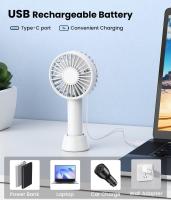 Mini ventilador portátil, 5 velocidades, con base, recargable por USB, apto para exteriores - details 4