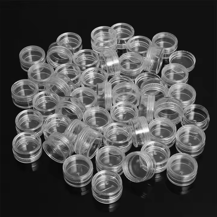 50pcs Botellas De Crema Mini Para Cosméticos Transparentes De 2.5g Jars De Nail Art Contenedores Pequeños Para Balms - 1