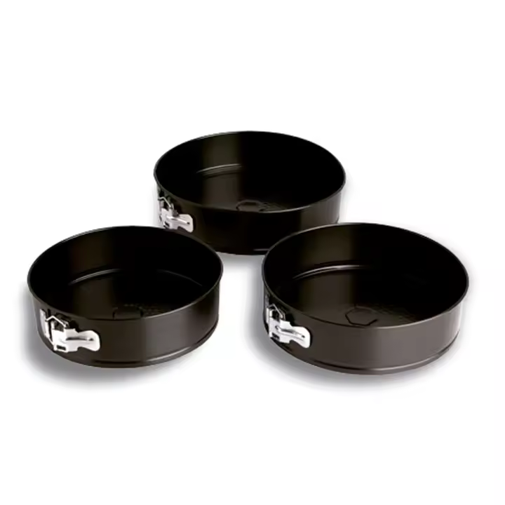 Quid Set 3 Moldes Desmontables Acero Pintado 24/26/28CM Negro Antiadherente Apto Horno y Lavavajillas - 1
