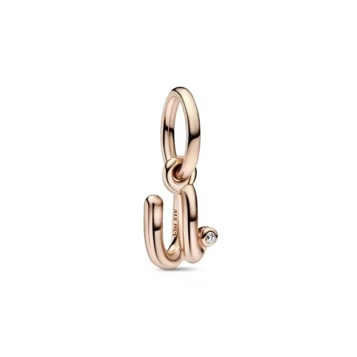 PANDORA Charm Colgante Oro Rosa Alfabeto Letra Minúscula U con Circonita - 1