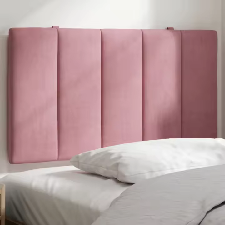 Cabecero de cama acolchado terciopelo rosa 90 cm - 1