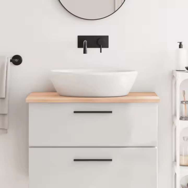 vidaXL Encimera de baño madera maciza sin tratar 80x50x2 cm - 1