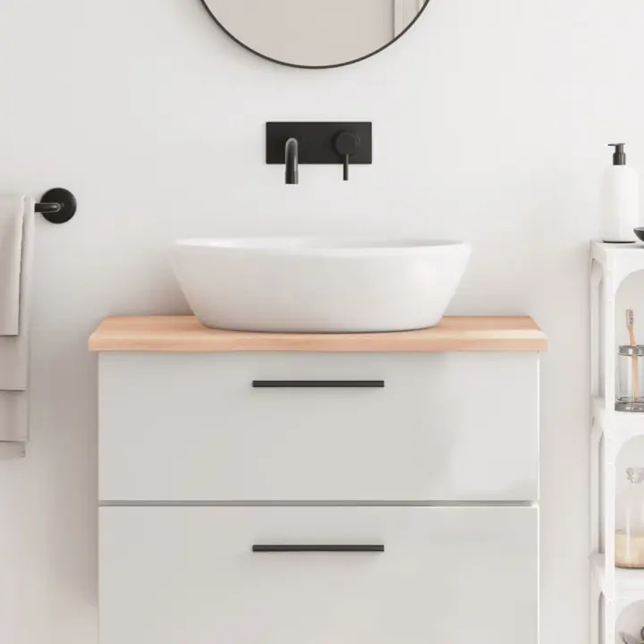 vidaXL Encimera de baño madera maciza sin tratar 80x50x2 cm - 1