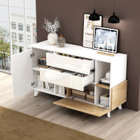 Aparador de color de Madera Blanca de Alta Brillo with almacenamiento,Aparador de comedor with almacenamiento, Gabinete Moderno de Sala de estar - details 3
