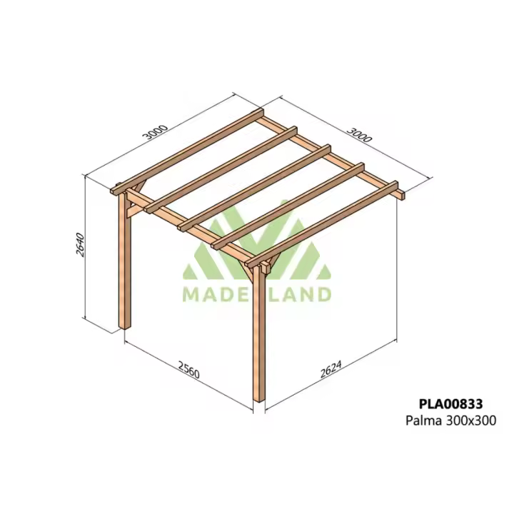 Pérgola de Madera Laminada Adosada  - PALMA - 1