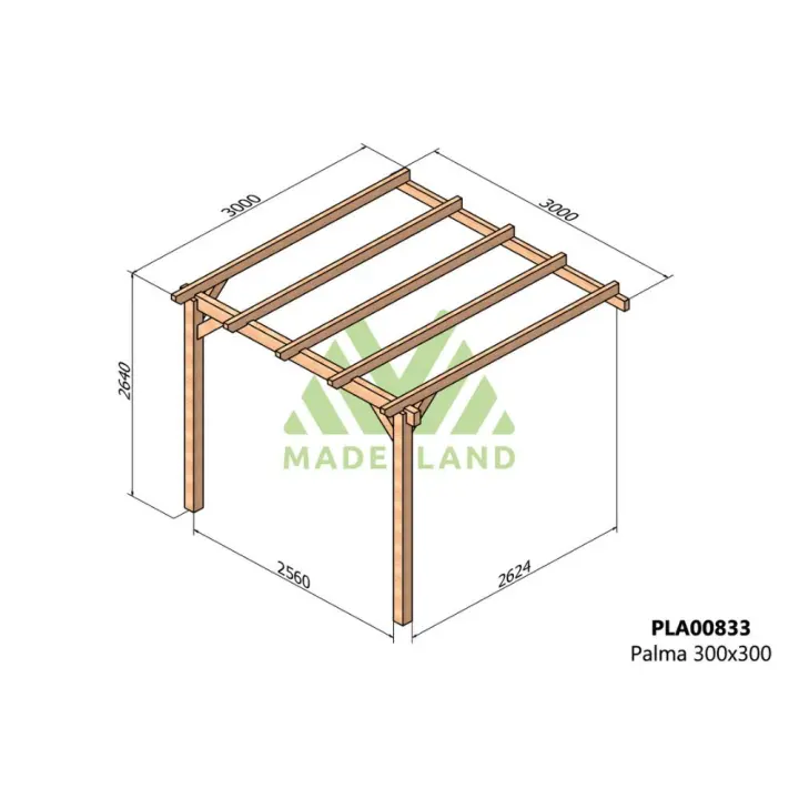 Pérgola de Madera Laminada Adosada  - PALMA - 1