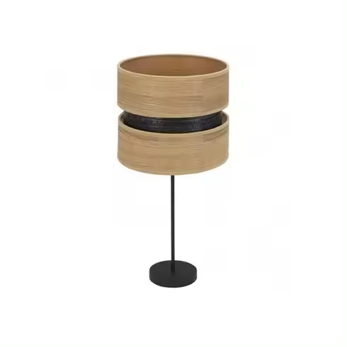 FABRILAMP Lámpara de Mesa Sobremesa Alto Colet 1xe27 Negro/Madera Clara 61x30x30 Cm - Diseño Elegante - 1