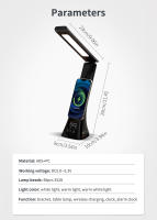 Soporte De Carga Inalámbrica 15W Con Luz De Escritorio Y Reloj LED Tres Colores Dimmer Estación De Carga Rápida Para iPhone - details 8