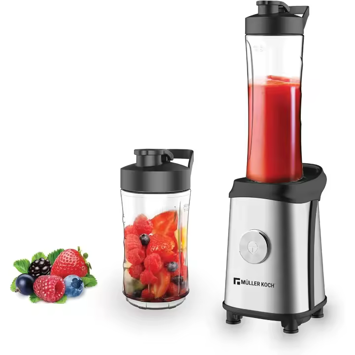 MULLER KOCH - Batidora con Vaso, Licuadora de Frutas y Verduras, 2 Vasos de 650 ml y 300 ml sin BPA - 1