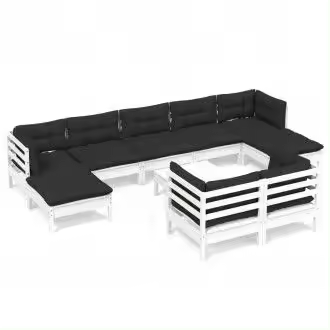 VIDAXL 3097134 set de muebles para jardín de madera maciza de pino de color gris antracita 10 piezas - 1