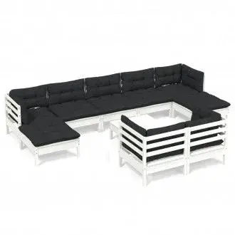 VIDAXL 3097134 set de muebles para jardín de madera maciza de pino de color gris antracita 10 piezas - 1