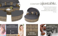TECTAKE - Isla de ratán SANTORINI, Trenzado de poliratán de gran calidad y con protección UV, Estructura resistente y estable de acero, Combinable y versátil, con pinzas de unión - details 1