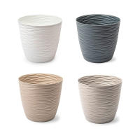 Plastic Forte Maceta Redonda Pequeña con Plato de la línea SAHARA, de 23cm, Maceta para jardines y para interiores, decoración de Plantas, Flores Resistente, Macetero de Plastico - details 3
