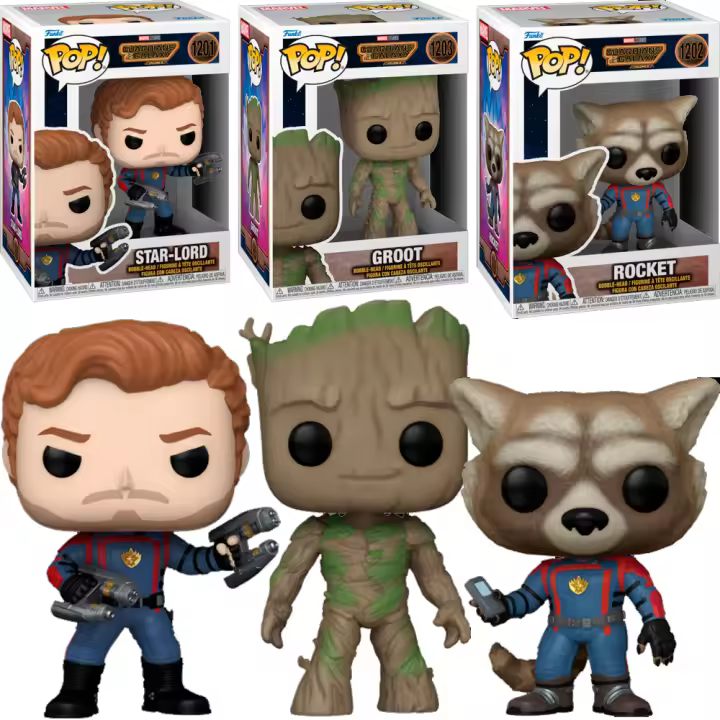 FUNKO Pack 3 Groot StarLord Star Lord Star-Lord Rocket Raccoon Guardianes Galaxia vol 3 Guardians Galaxy Funko Pop Vinyl figura figuras - 1