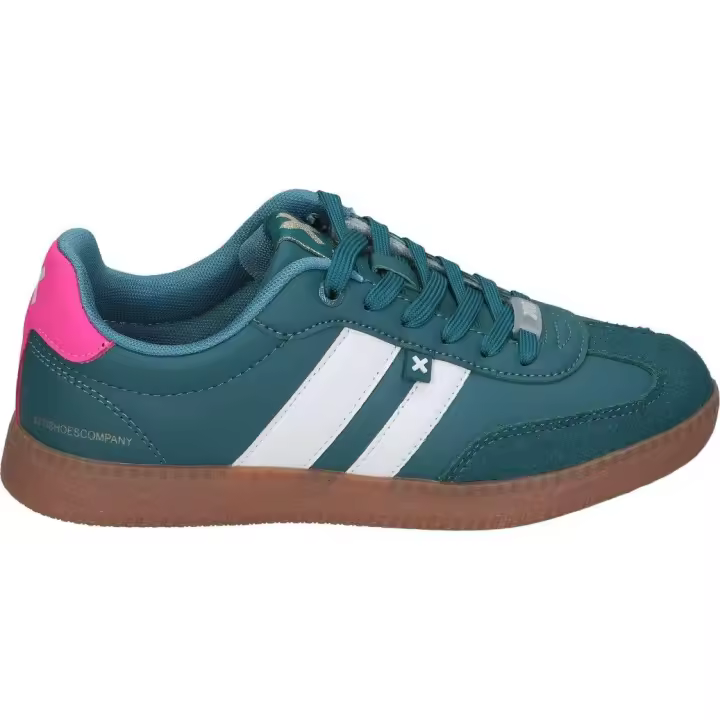 XTI | Zapatillas Bajas XTI para Mujer – Zapatilla en Color Verde con Detalles en Blanco y Rosa – Sneaker con Cordones – Estilo Casual – Tendencia – Cómodas y Versátiles – Moda – Modelo 143485 - 1