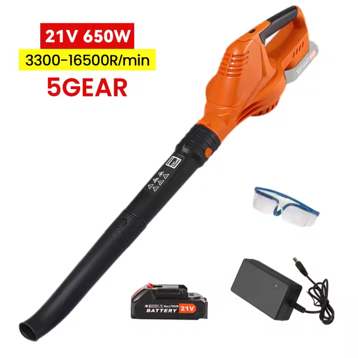 5 marchas soplador de aire eléctrico sin escobillas, 650W, soplador de hojas inalámbrico, herramienta de limpieza de polvo de nieve para batería Makita de 18V, Con 1 batería - 1