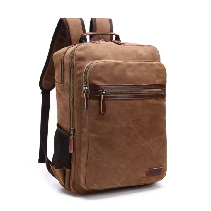 Mochila de Lona Vintage para hombre, Bolso de hombro de viaje de gran capacidad, mochilas escolares para adolescentes, mochila para portátil - 1
