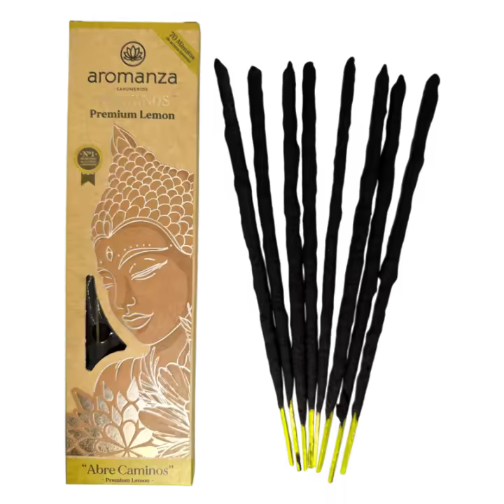 Incienso Tibetano Limón Abre Caminos Inciensos Aromanza Argentina - Sahumerio artesanal 8 varillas extra gruesas artesanales - 1