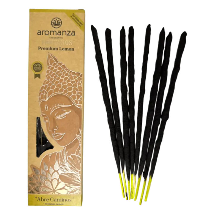 Incienso Tibetano Limón Abre Caminos Inciensos Aromanza Argentina - Sahumerio artesanal 8 varillas extra gruesas artesanales - 1