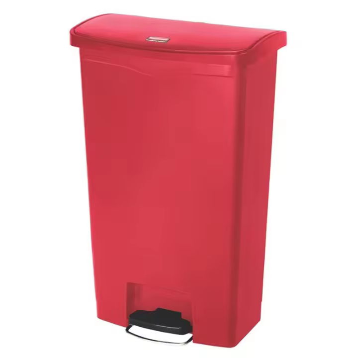 Rubbermaid Slim Jim® de pedal frontal 130 l de resina rojo - 1